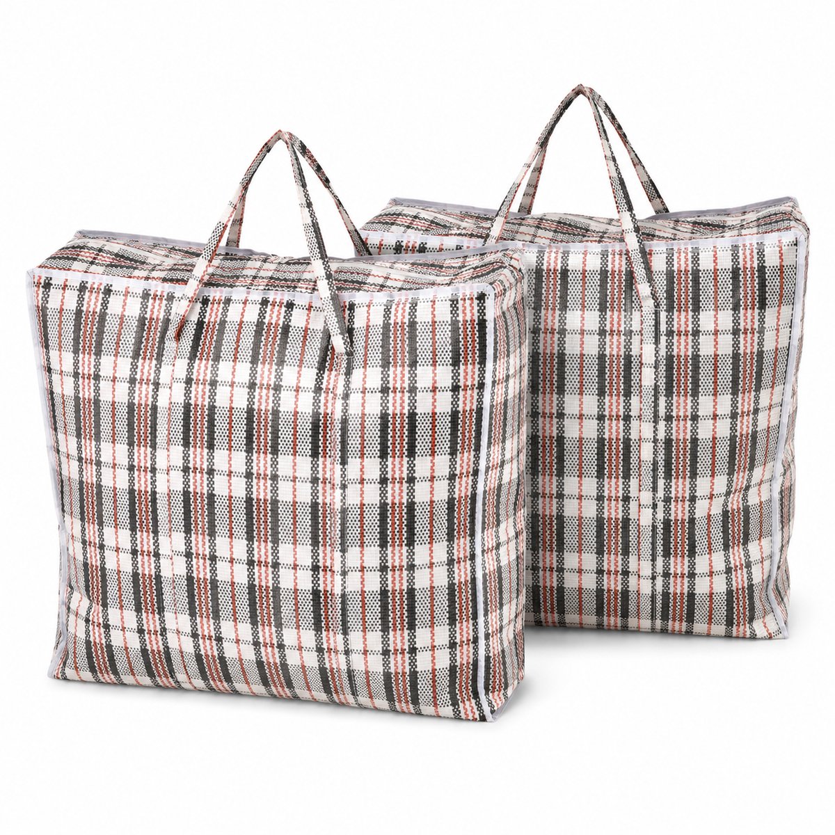 Boodschappentassen met Rits 90L – 2 Stuks Big Shopper XL – Grote Opbergtassen 60 x 60 x 25 cm – Verhuistassen voor Kleding, Dekbedden & Boodschappen