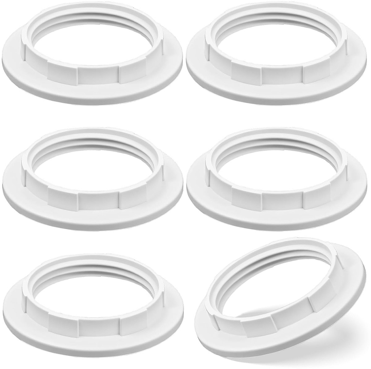Set van 4 lampenkapschroefringen, E27 schroefring voor lamphouders (39 mm), hittebestendige kunststof lamphouder voor standaard E27-lampenkappen of glazen lampenkappen (wit)