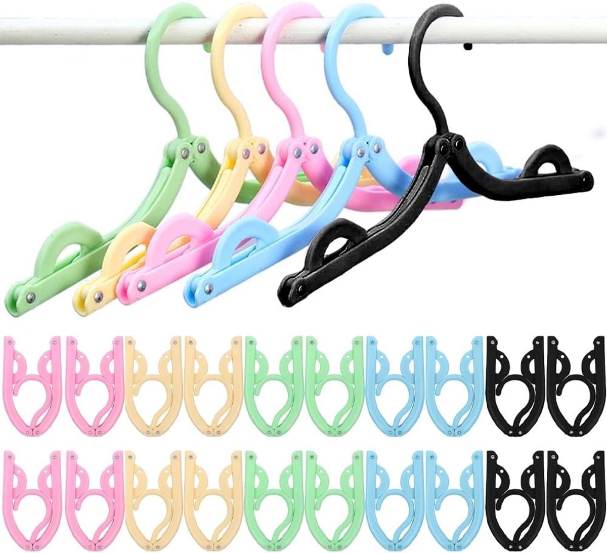 opvouwbare kleerhangers, 20 stuks, opvouwbare reiskleerhangers, kunststof hangers, ruimtebesparend, reishanger, draagbare opvouwbare kleerhangers voor thuis, hotel, reizen, camping (5