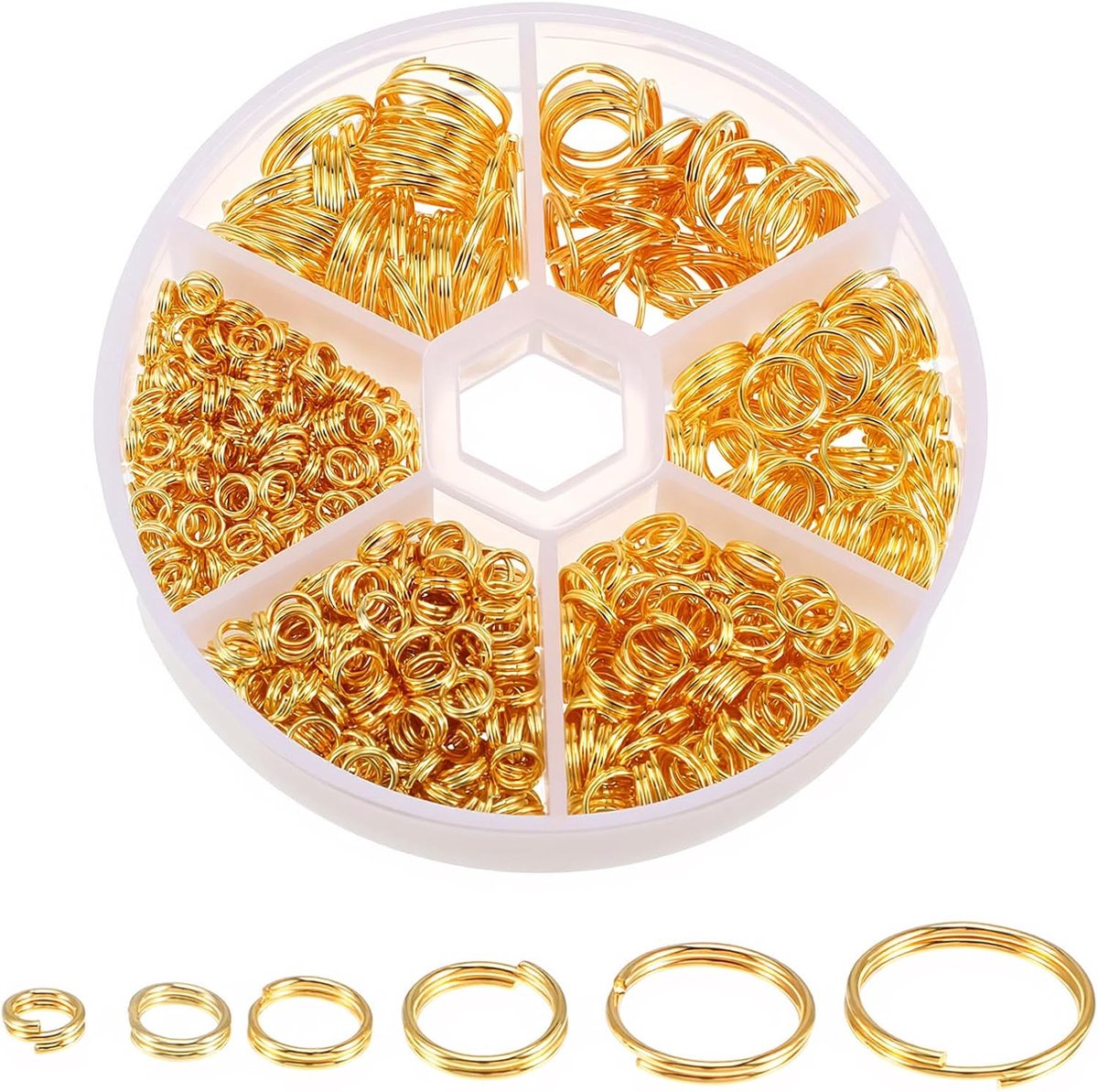 690 stuks zilveren mini-sleutelringen klein, sleutelringsets | 4 5 6 8 10 12 mm, met dubbele openingen, voor doe-het-zelf sieraden, goud