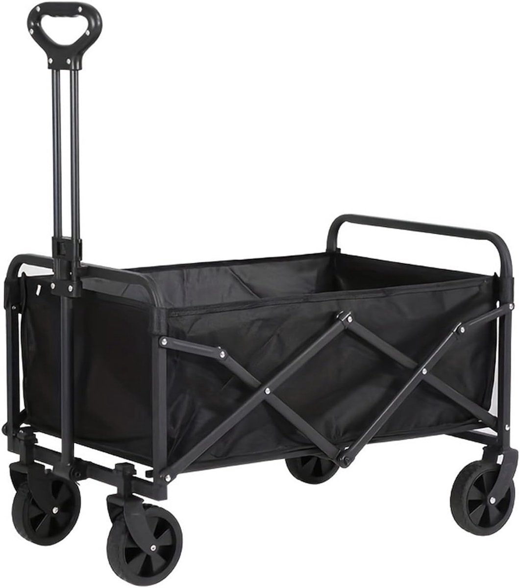 Festivalwagen op wielen: opvouwbare bolderkar – 151 l capaciteit voor outdoor gebruik – strandkar met verstelbare handgreep – camping- en winkelwagen (zwart)