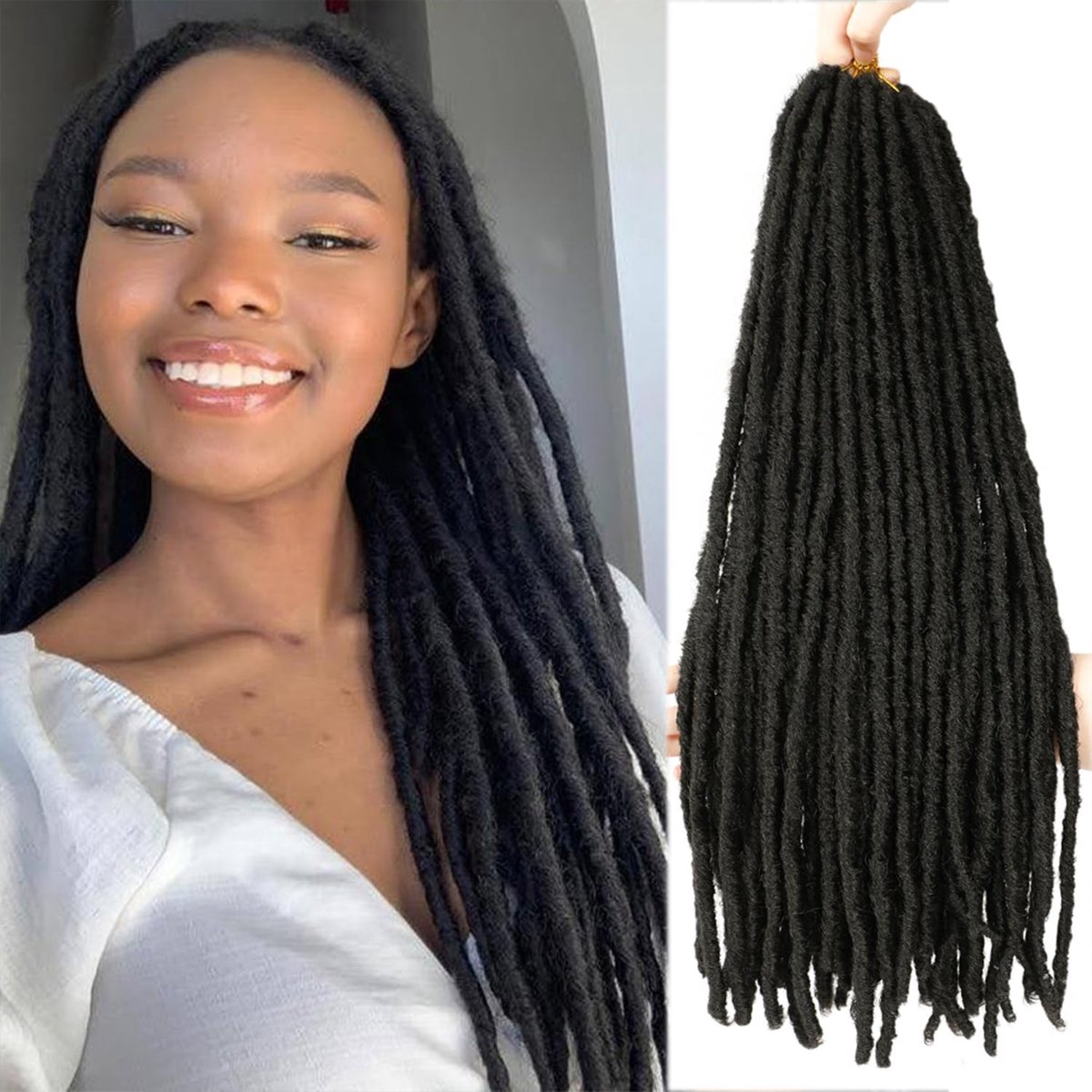 5 verpakkingen/set godin valse lokken, gehaakt haar, dreadlocks, zacht, kunstlokken, gevlochten, extensions, dreadlocks, synthetisch, 45 cm