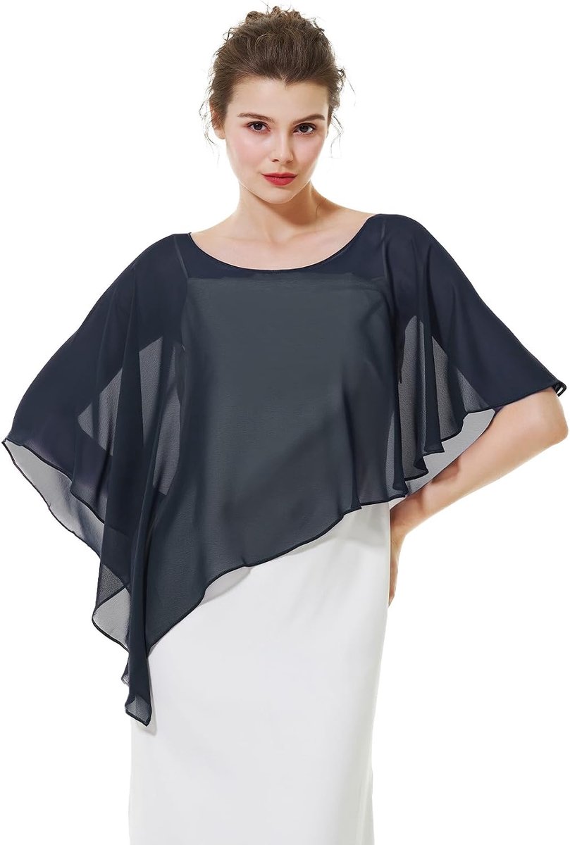 Chiffon Sjaal Stola Dames Feest Capeletten Gaas Bolero met Knoop voor Bruidsgasten Zomer Bruiloft