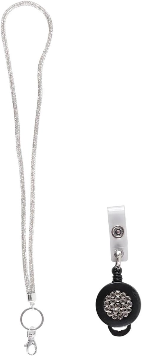 Lanyard met sleutelhanger, bling strass lanyard, kristallen kraagketting voor sleutelhanger, ID, U-schijf, MP3 (zilver)