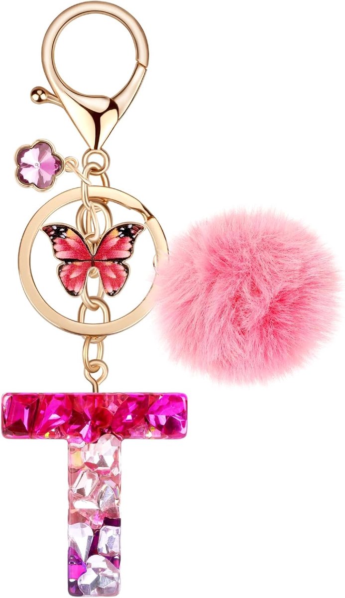 Dames, sleutelhanger met initiaal, alfabet bedels van hars voor decoratie, sleutelhanger, auto, handtas
