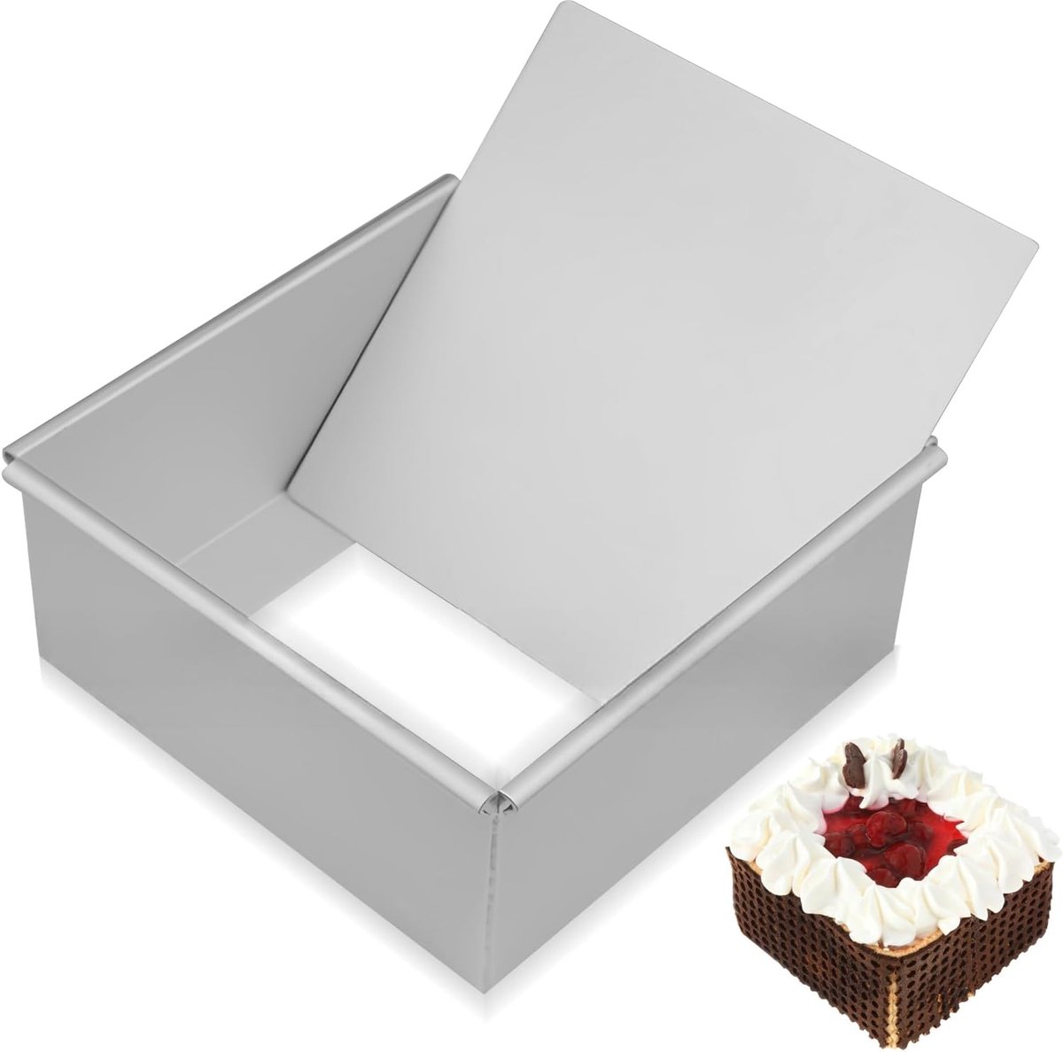 Vierkante bakvorm met antiaanbaklaag, geanodiseerd aluminium bakvorm, afneembare bodem, taartvorm voor cake, brownies en ovenschotels, ideaal voor huishouden, bakkerijen en banketbakkerijen