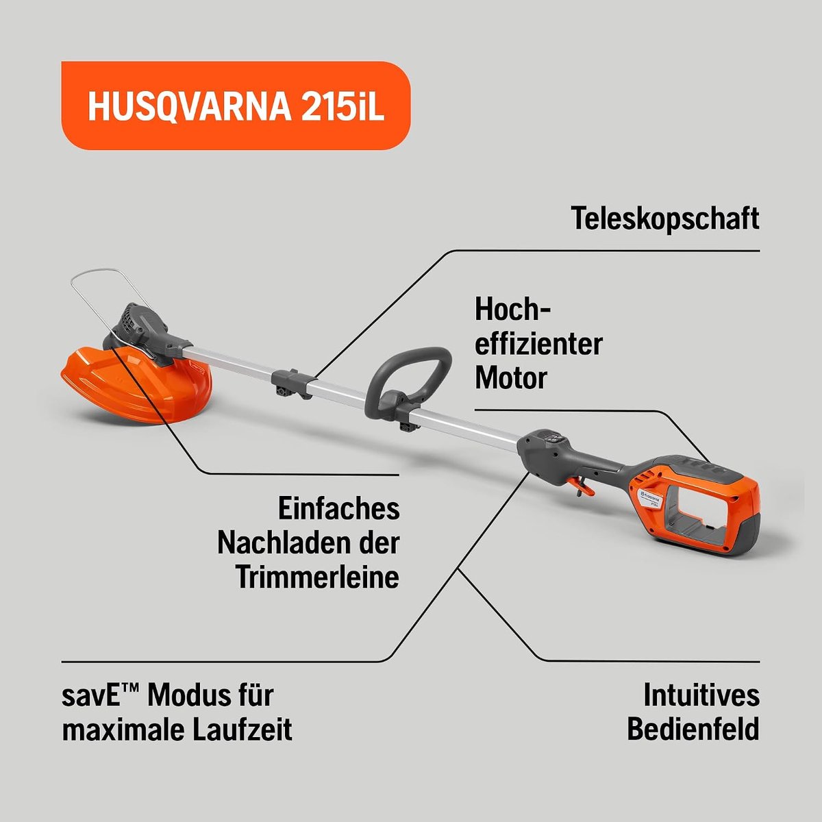 Husqvarna 215iL Grass Trimmer & 215iHD45 Hedge Trimmer - with battery and charger
