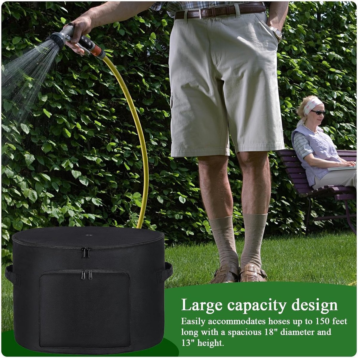 Tuinslang Opberger - Hose Pot Houder - Tuin Organiseren - Waterdicht Oxford Materiaal - 45 x 34 cm - Zwart – foto 3