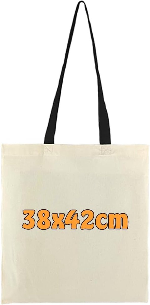Katoenen tas jute tas onbedrukt met twee lange hengsels 38x42cm