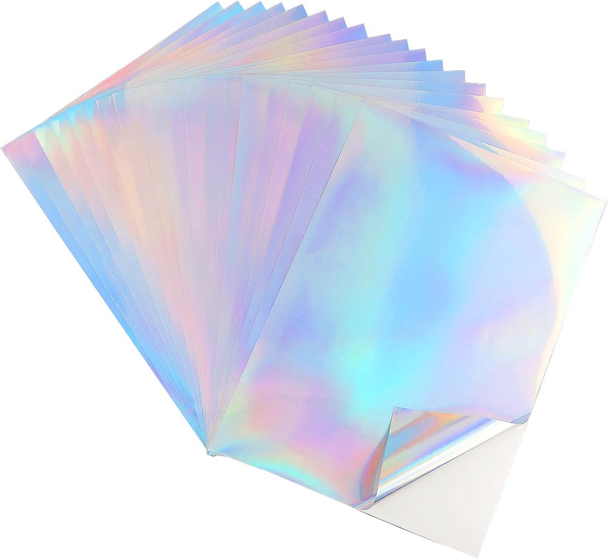 20 vellen bedrukbaar plakpapier, A4, waterdicht, holografisch, glanzend, zelfklevend, sneldrogend, voor laser- en inkjetprinters