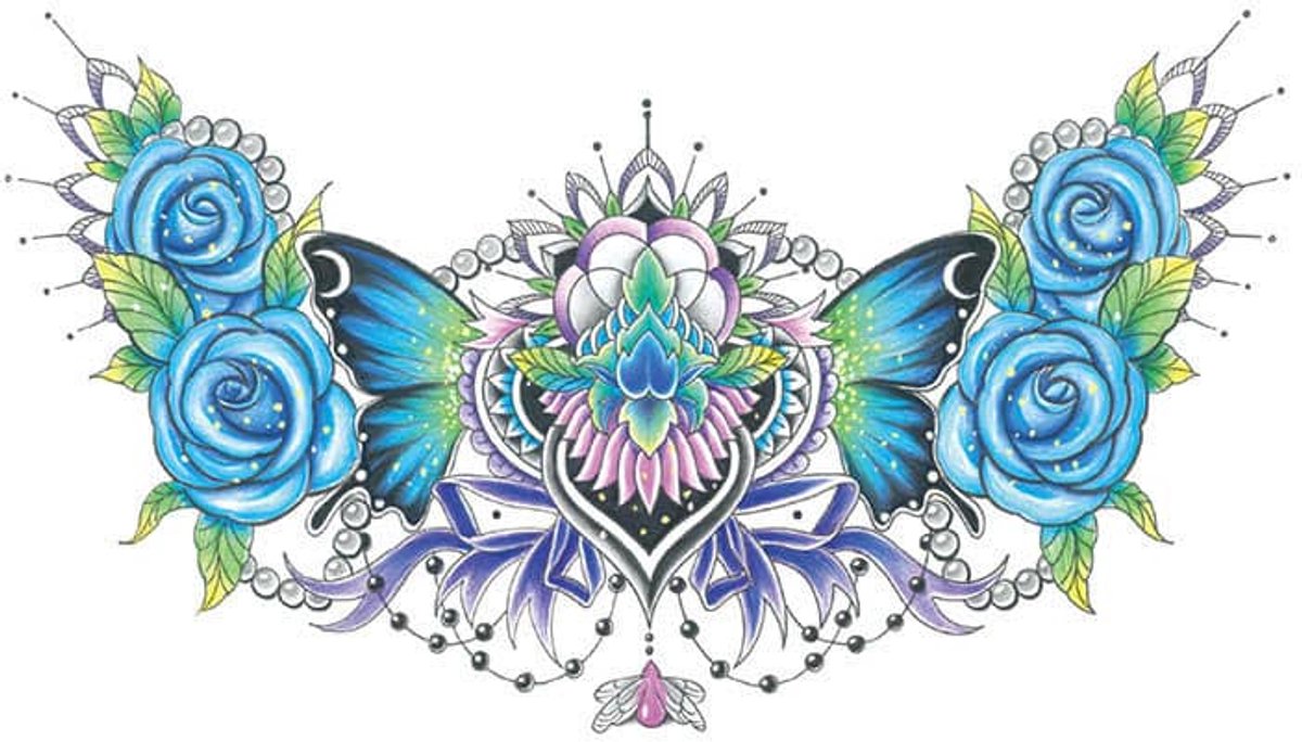 Tijdelijke tattoo bloemen vlinder 3 dagen