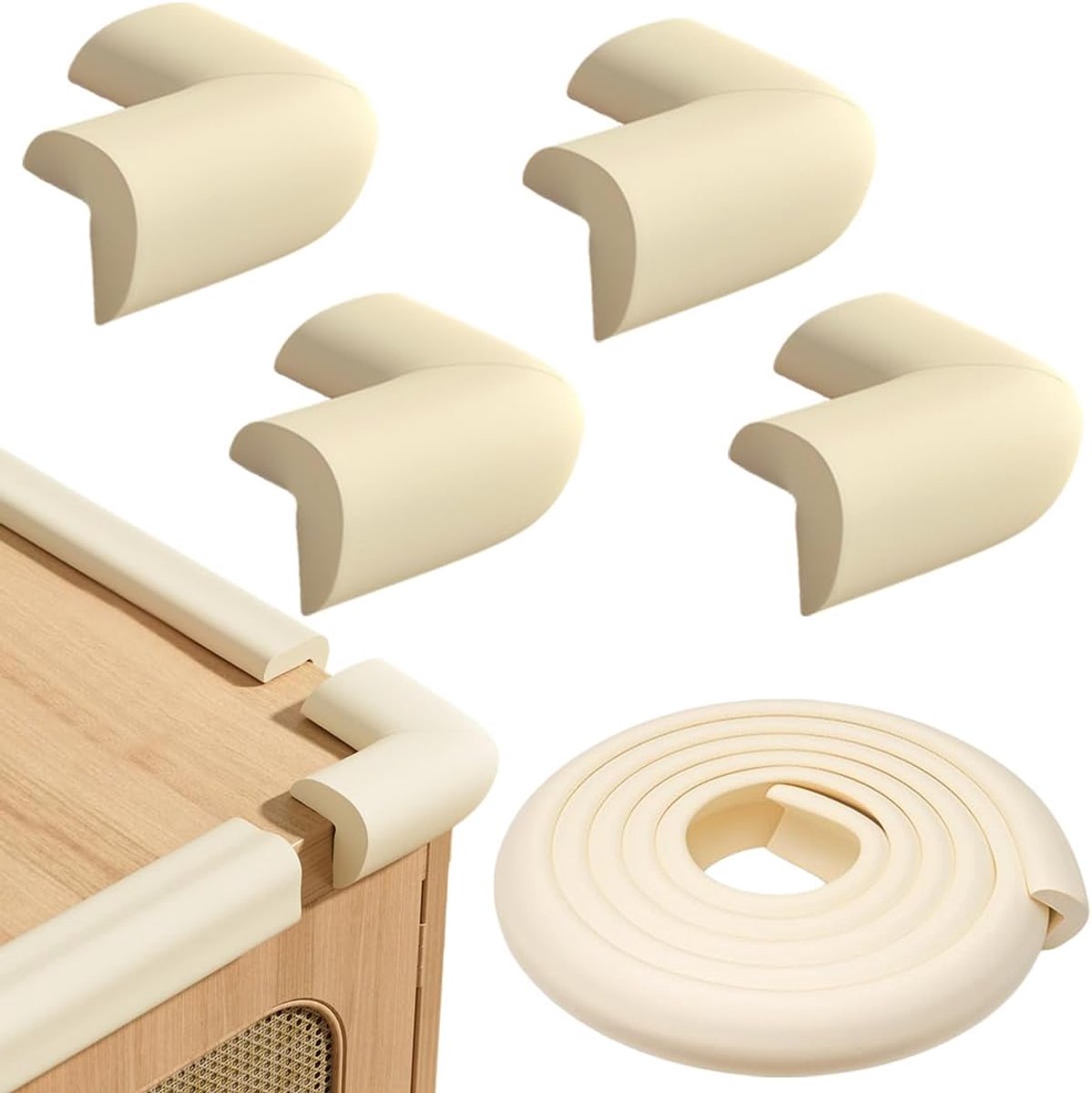 2 meter nestje + 4 stuks L-vorm randbescherming babyrandbescherming meubelbescherming