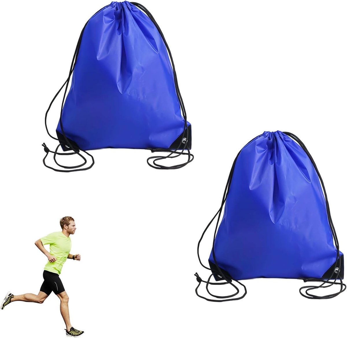 2 stuks zakken met trekkoord, gymtas, waterdicht, zak, rugzak, stoffen tas met trekkoord, zwemtas, polyester, waterdicht, lichte sporttas, tas met trekkoord voor zwemmen, reizen en dagelijks gebruik