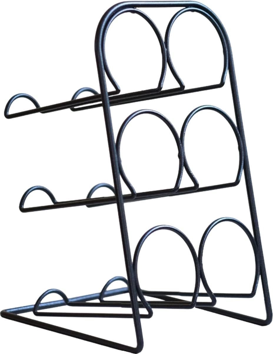 Wijnrek voor 6 flessen - stalen draad - matte zwarte metalen uitvoering - duurzaam design - SnelShoppen