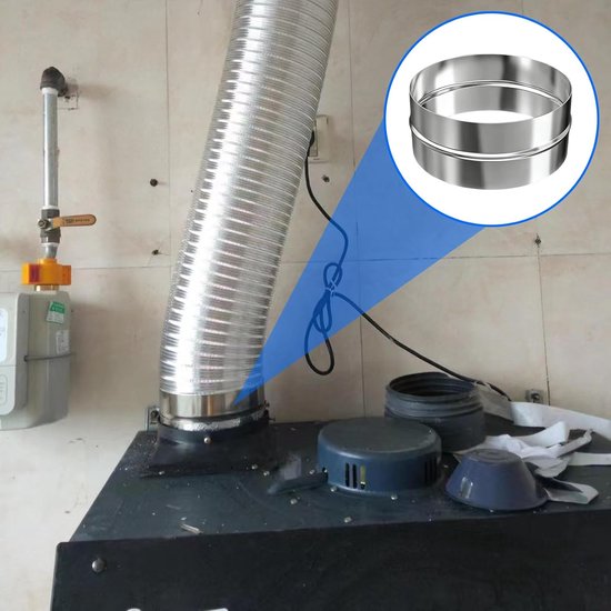 Verbinder voor ventilatiebuis 100 mm buisconnector van verzinkt staal - Ø 100 mm verzinkt staal ronde ventilatiebuis airconditioning afvoerslang adapter afvoerslang flex ronde buis buisconnector — afbeelding 3