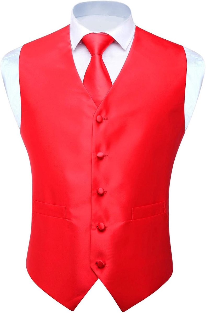 Mannen klassieke effen kleur jacquard vest & stropdas en pocket vierkant vest pak set