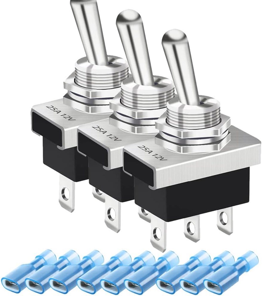 3STKS Metalen AAN/UIT/AAN Tuimelschakelaar 25A 12VDC/15A 24VDC/10A 250VAC/ 15A 125VAC SPDT 3Pin 3 Positie Tuimelschakelaar voor Auto KN3D-103