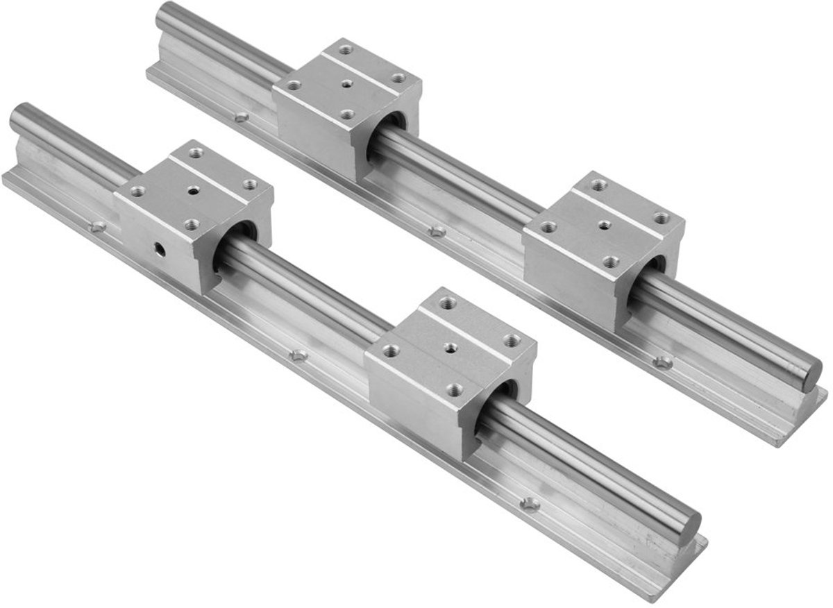2 stks 30 cm lineaire railbesturing, vergrendelingstype SBR12 glijbaan, met 4 stuks dragend glijblok, hoge hardheid, roestvrij, voor DIY CNC-routers, molens, draaibanken