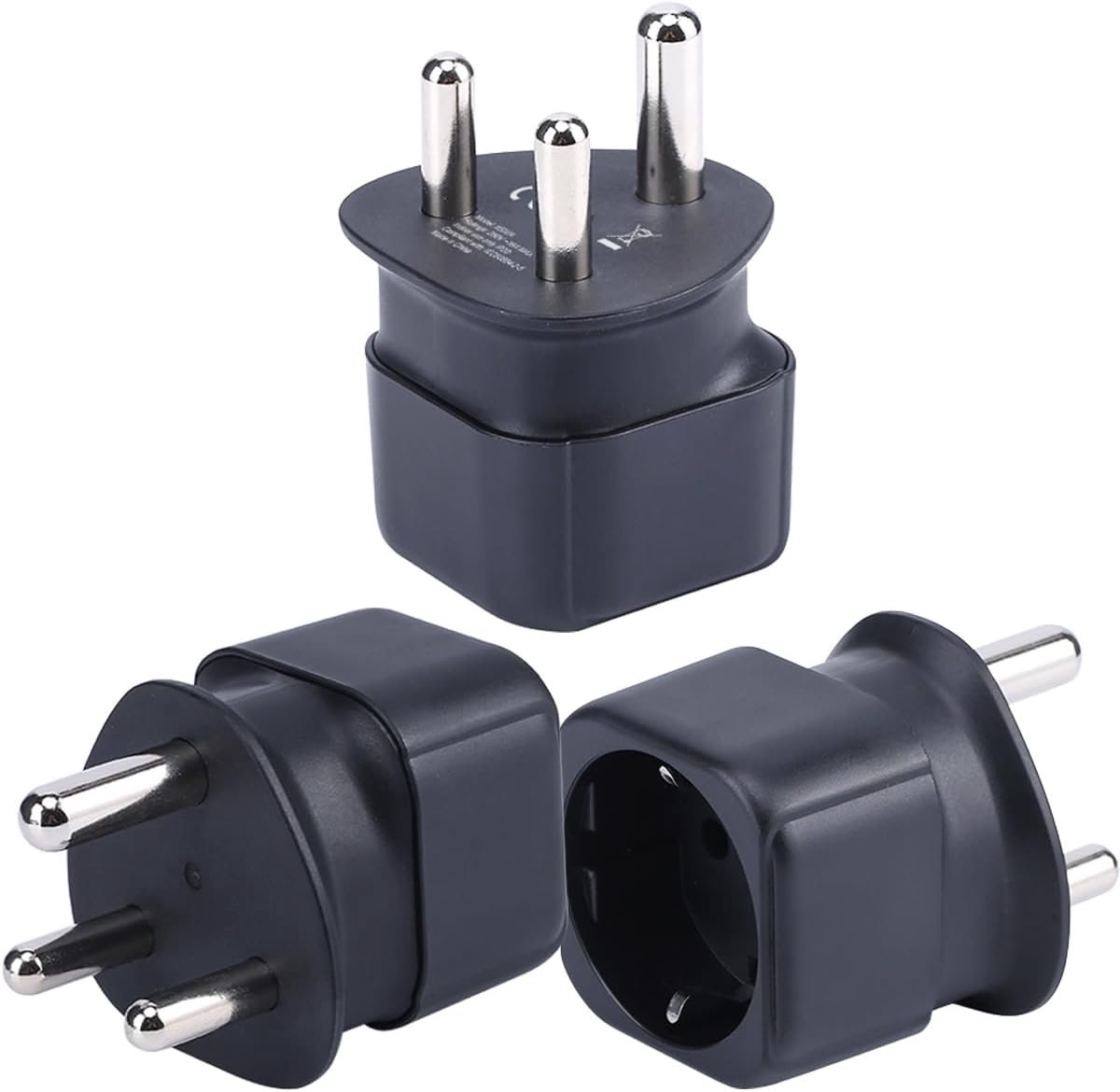 Naar Zuid-Afrika/Swaziland Stekkeradapter, Europese/Duitsland/Franse Schuko Type C/E/F Stekker Geschikt voor Zuid-Afrika/Swaziland Stopcontact Reisstekker Converter (3 stukken)