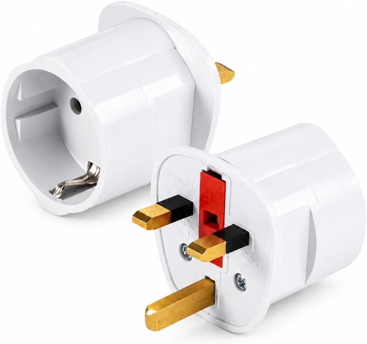 UK adapter Engeland Duitsland stekker, reisstekker type G stekkeradapter Engeland voor EU naar UK, 3250 W stroomadapter voor mobiele telefoon, camera, tablet - wit