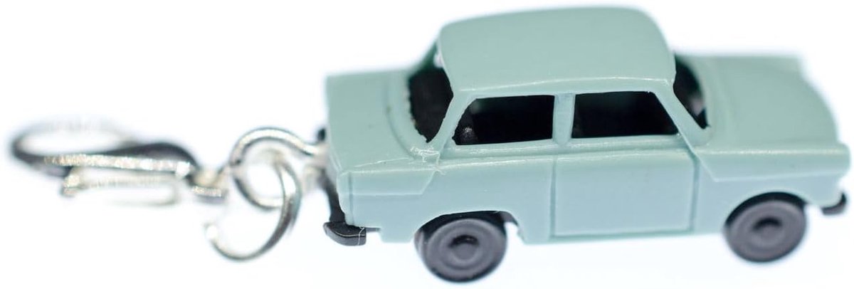 Trabbi Auto DDR Charm Trabant Trabi blauw - handgemaakte modesieraden I verzilverd ketting - bedelhanger bedelarmband - hanger voor armband, 25 mm, Kunststof Metaal