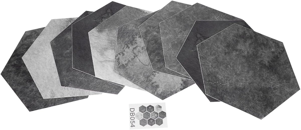 10 Stuks Zeshoekige Vloersticker, Schil en Plak Vloertegels Waterdichte Zelfklevende Muurstickers Grijze Antislip Trapsticker Houten Plankbehang voor Woondecoratie Doe-het-zelf