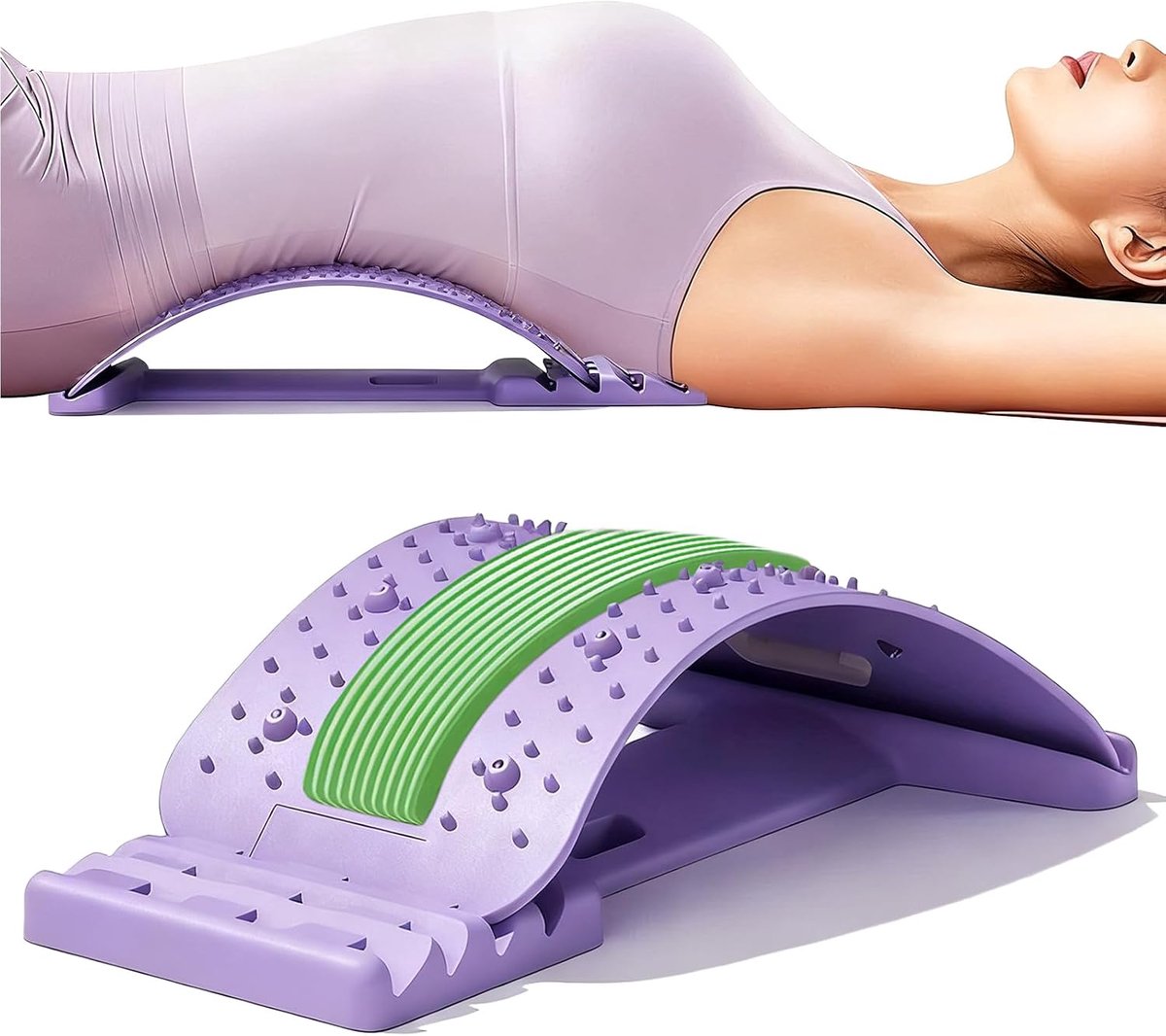 apparaat, verstelbaar, rugsteunplank, lendensteunplank met magneetmassage, acupressuurpunten, rugmassageapparaat voor lichaamsstrekking, spierontspanning, yoga en fitness