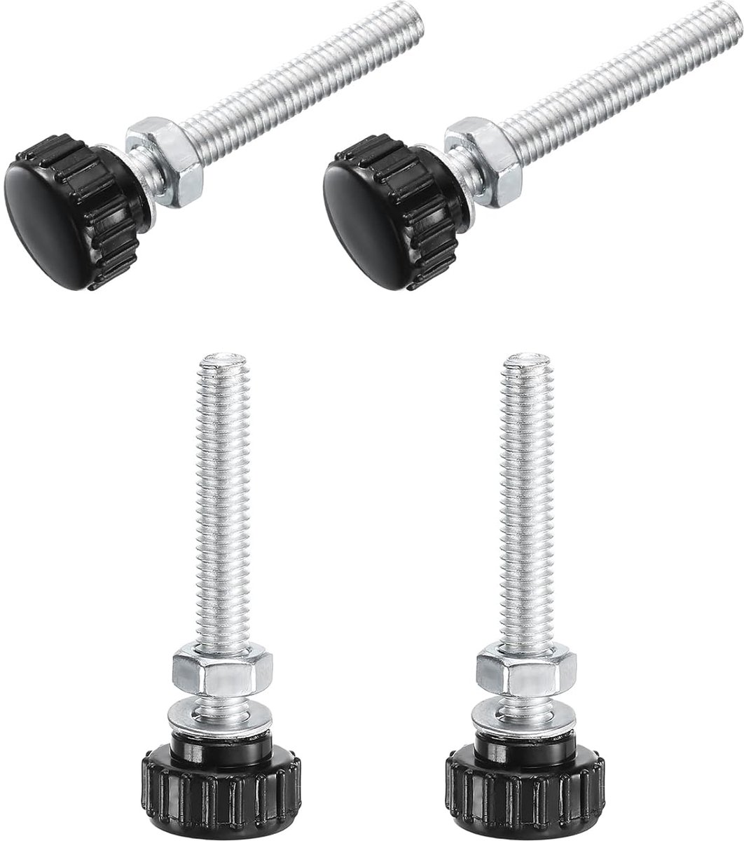 4 stuks kruiksleutel met draad M6 x 45mm ronde kopschroef met moeren sluitringen, vleugelschroeven Verzinkt koolstofstaal Klemhendel 18mm Klemknoppen voor machine