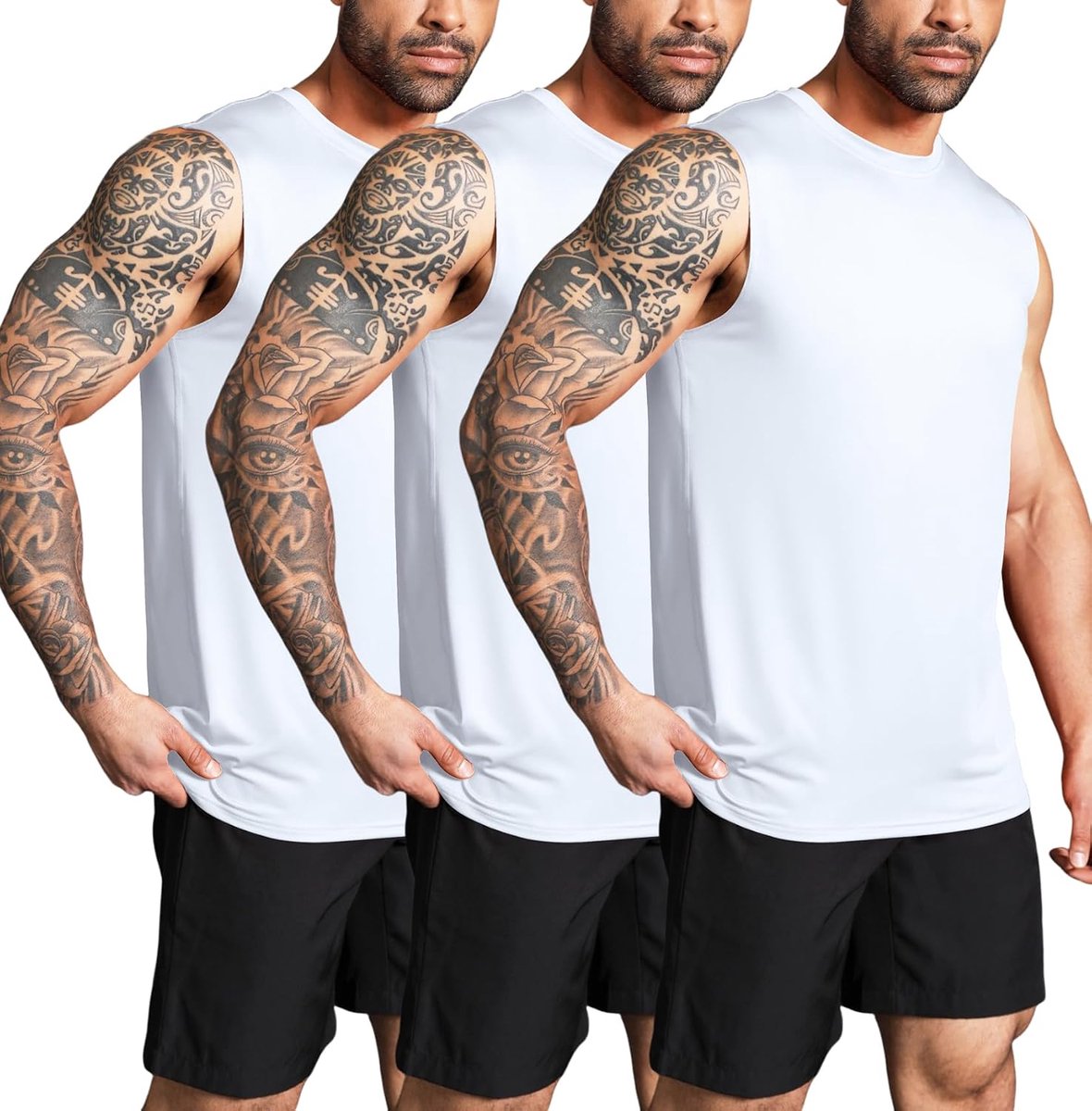 Heren 3 Pack Workout Tanktops Gym Atletische Spier Tee Bodybuilding Fitness Mouwloze T-shirts