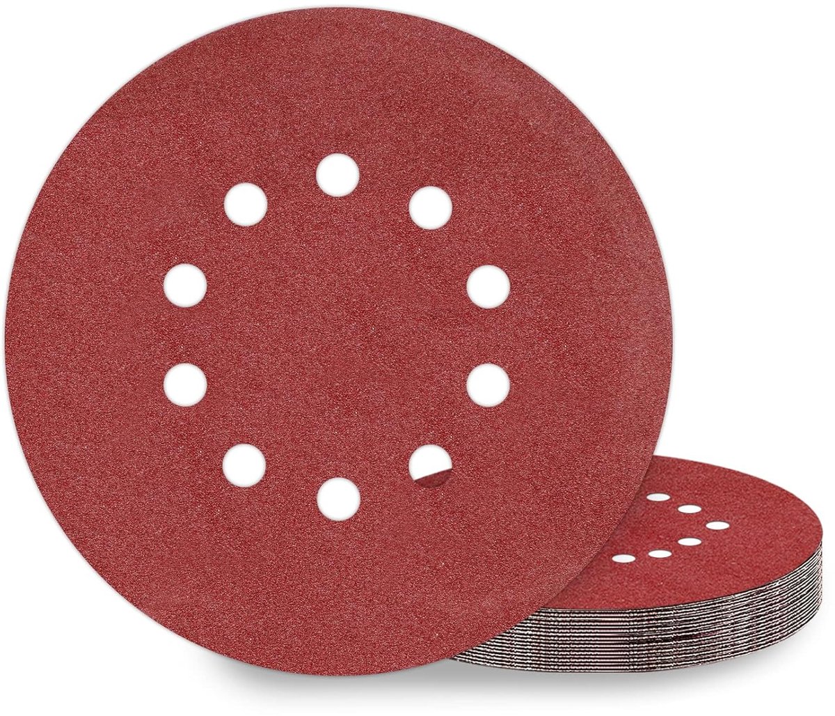 10 Stuks Schuurpapier 225mm Klittenband Schuurschijven 225mm Korrel P120 10 Gaten In Rood Voor Droogbouw Schuurmachine Random Orbital Schuurmachine Schuren Giraffe