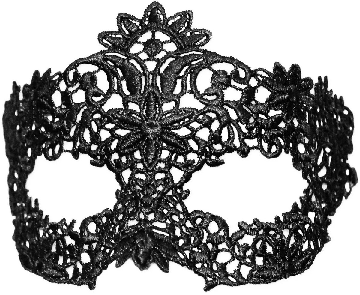 Zwart kanten masker met bloemmotief - Masker voor carnaval