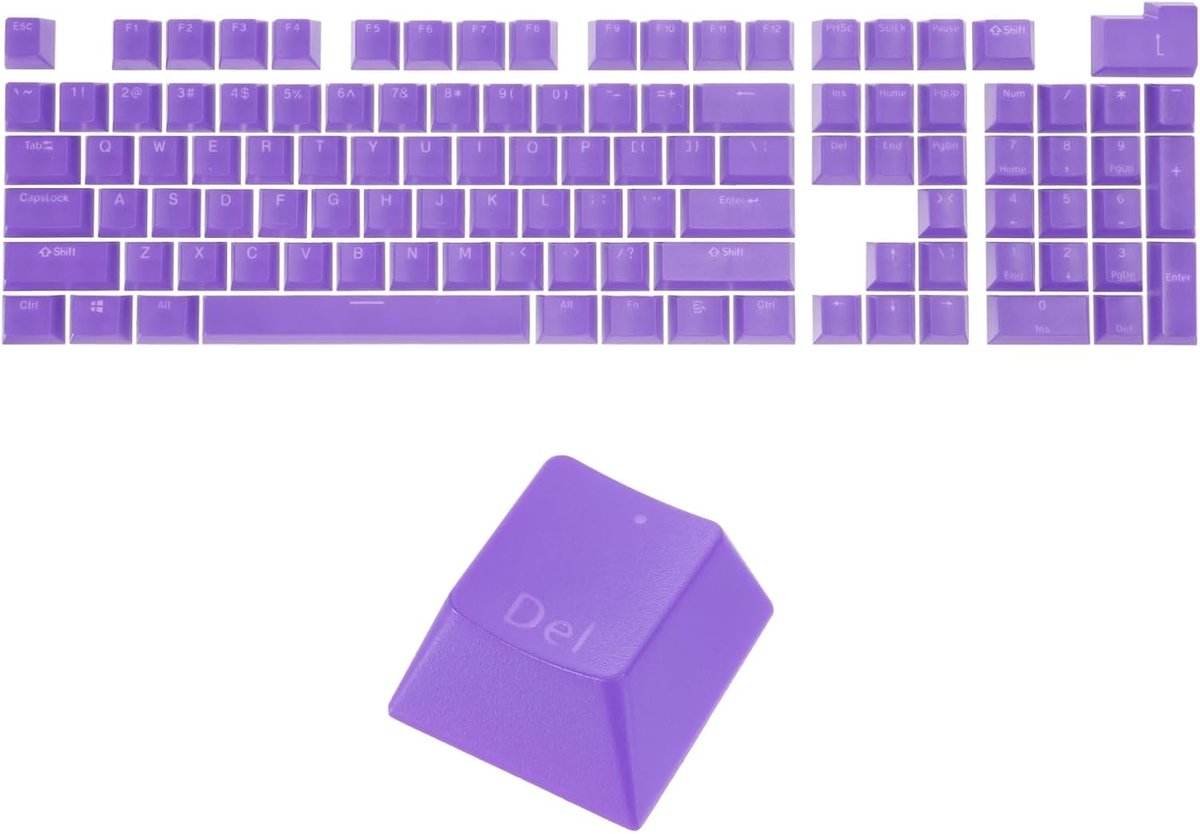 Pudding keycapset, 108 toetsen, OEM-profiel, 60 procent ABS, voor mechanisch toetsenbord, lay-out, donkerpaars, dubbele slag