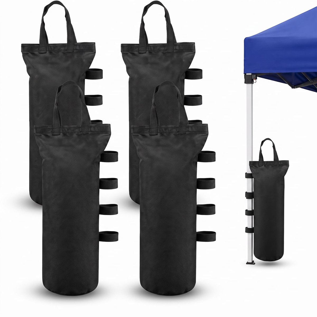 Zandzakken voor paviljoen set van 4 - 48 x 13 cm - vulbaar met zand - voor stabiele tent en parasol - SnelShoppen