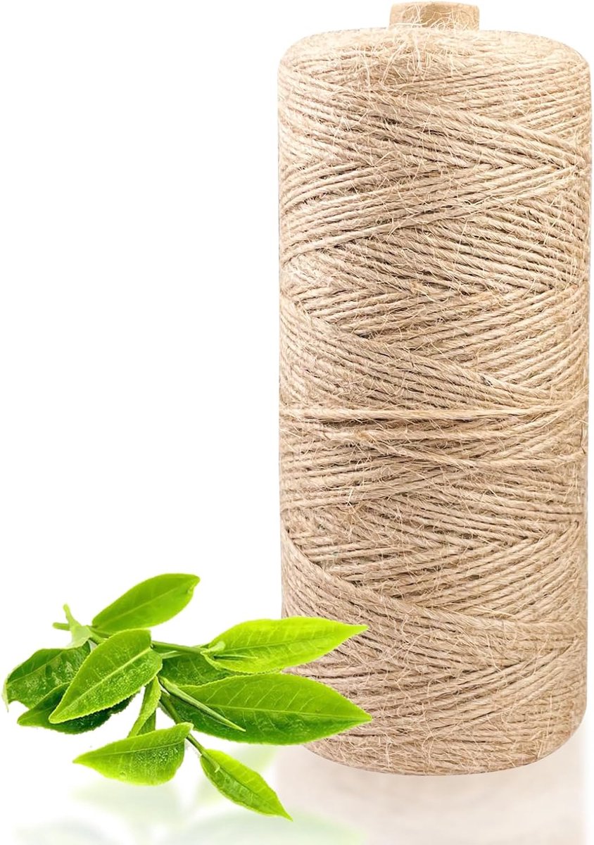 Jute koord, koord, jutekoord, koord, scheurbestendig, henneptouw, natuurlijke vezel-pakket, tuinkoord, knutselkoord, (1 mm/400 m), voor verpakking, doe-het-zelf kunsthandwerk, bloemen