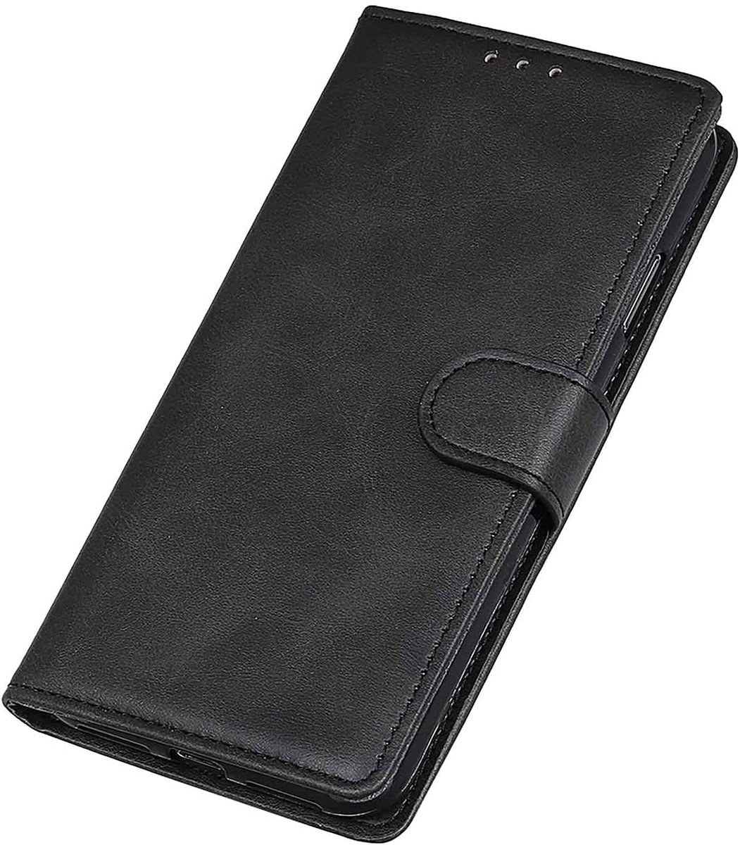 Lederen folio hoes voor Motorola Moto G54 5G hoesje, magnetische PU lederen portemonnee hoes met [schokbestendige TPU] kaarthouder kijkstandaard, zwart