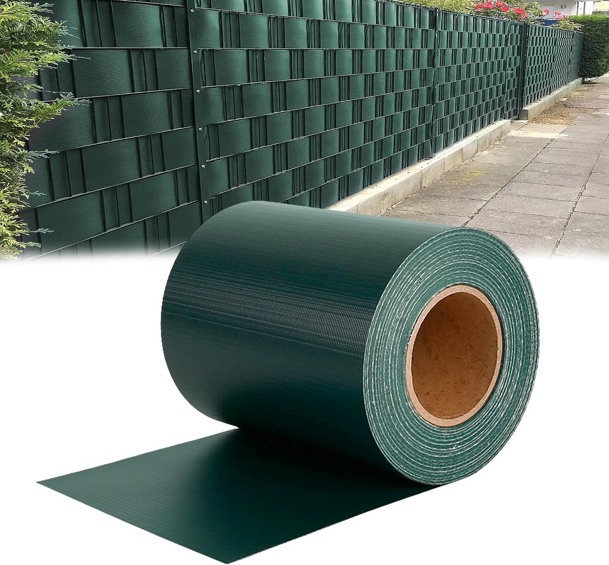 35 m x 19 cm PVC groene zichtwerende strips, zichtwerende folie, hekfolie, dikke ondoorzichtige inkijkbescherming, dubbelstaafmathek, windscherm met 20 bevestigingsclips voor tuinhek, balkon,