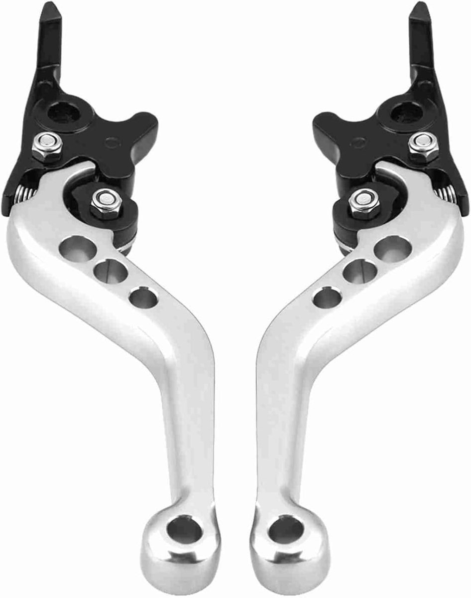 Motorfiets remhendel 1 paar motorfiets remgreep aluminium koppelingshendel dubbele schijf voor de meeste motorfietsen scooters elektrische fietsen (zilver)-Motorfiets Claxon Remhendel