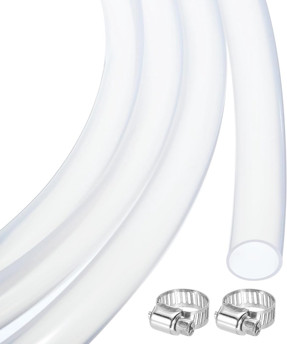 3,3 ft siliconen slang, transparant, 15,9 mm x 15,9 mm, flexibele kunststof slang voor lucht voor bier, wijn, sifonpomp, 1/2 inch ID 5/8 inch OD, met 2 slangklemmen