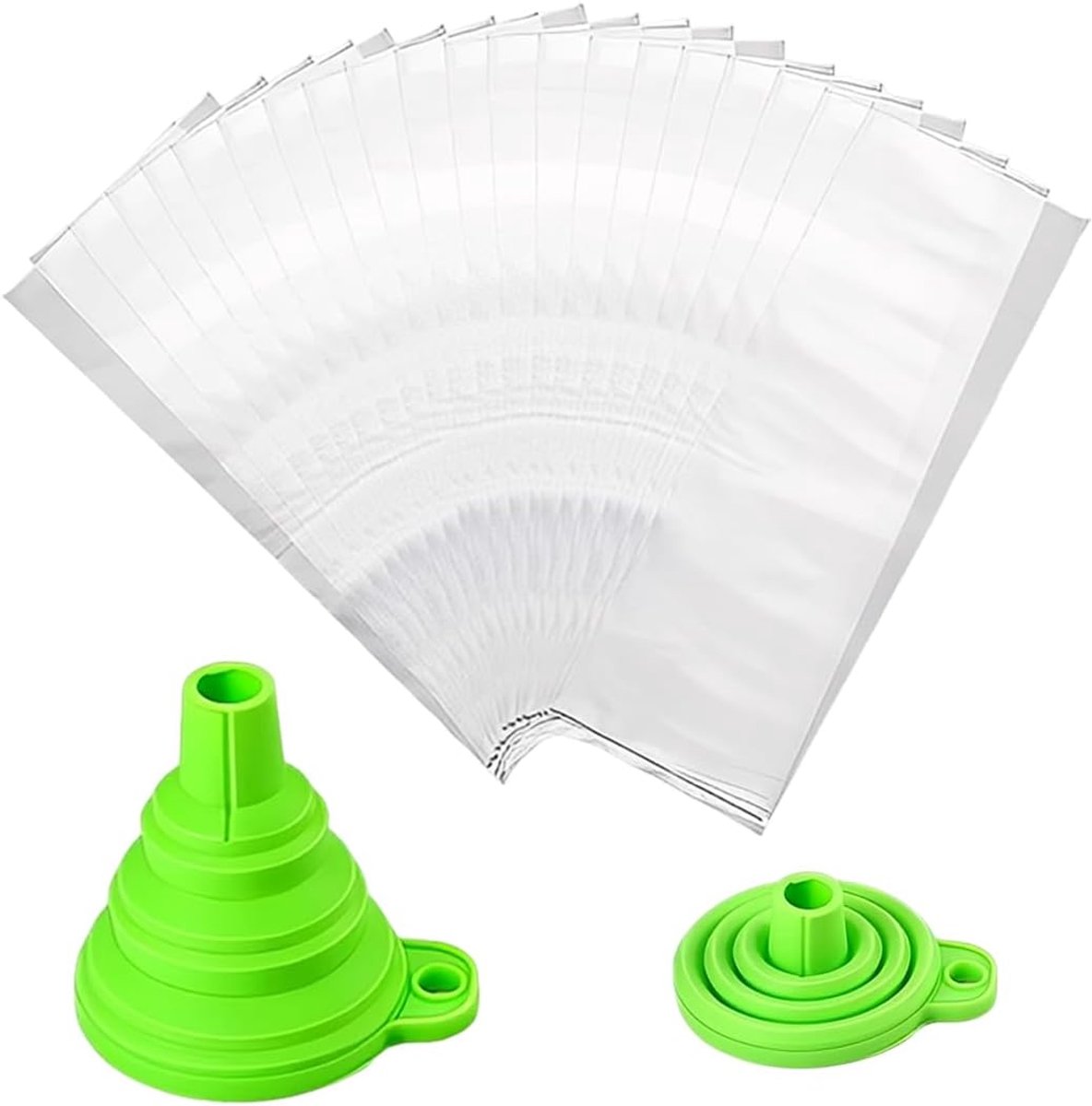 250 stuks wegwerpijszakken + 1 trechter van siliconen, voor zelfgemaakte ijslolly's, yoghurt, snoep (60 x 250 mm)