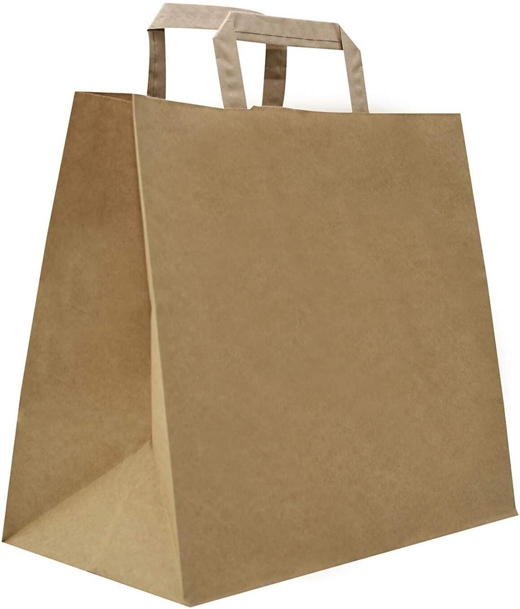 Take Away Papieren Draagtas 32 x 17 x 27 cm - Sterk en Scheurvast - Duurzaam en FSC-gecertificeerd - SnelShoppen