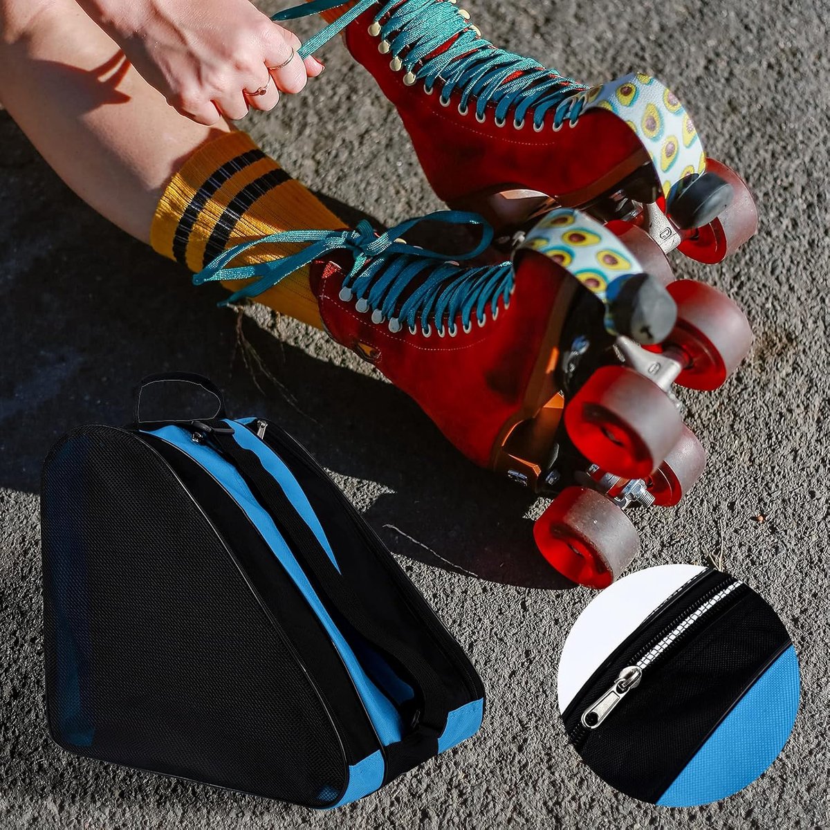 Rolschaatstas, uniseks, met verstelbare schouderriem, draagtas voor skates