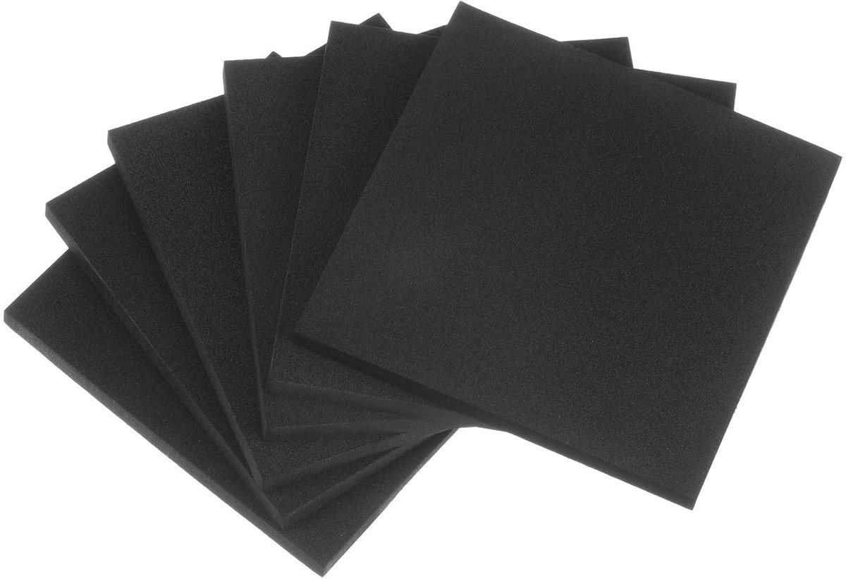 6 vellen van EVA-rubber, zelfklevend, schokabsorberend, 6,35 mm dik x 100 mm, vierkante folie van neopreenschuim, trillingsdempend, antislip, geluidsdempend