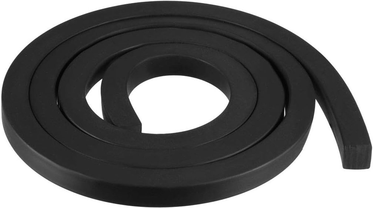 sourcing map Robuust rubber, rechthoekig, 10 mm, breed, 10 mm dik, 1 m, lang, zwart
