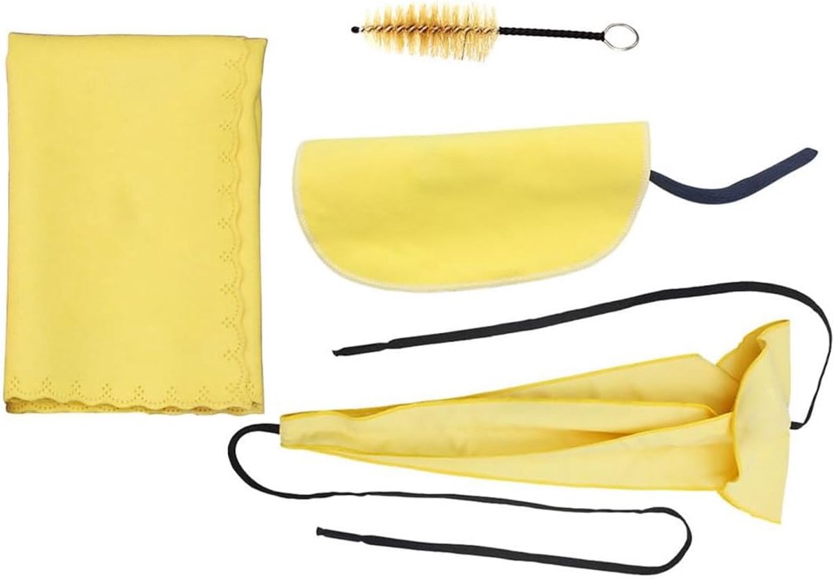 Reinigingsset met 3-delige reinigingsdoek en mondstukborstel Muziekinstrumentenonderhoudsgereedschap (Geel)