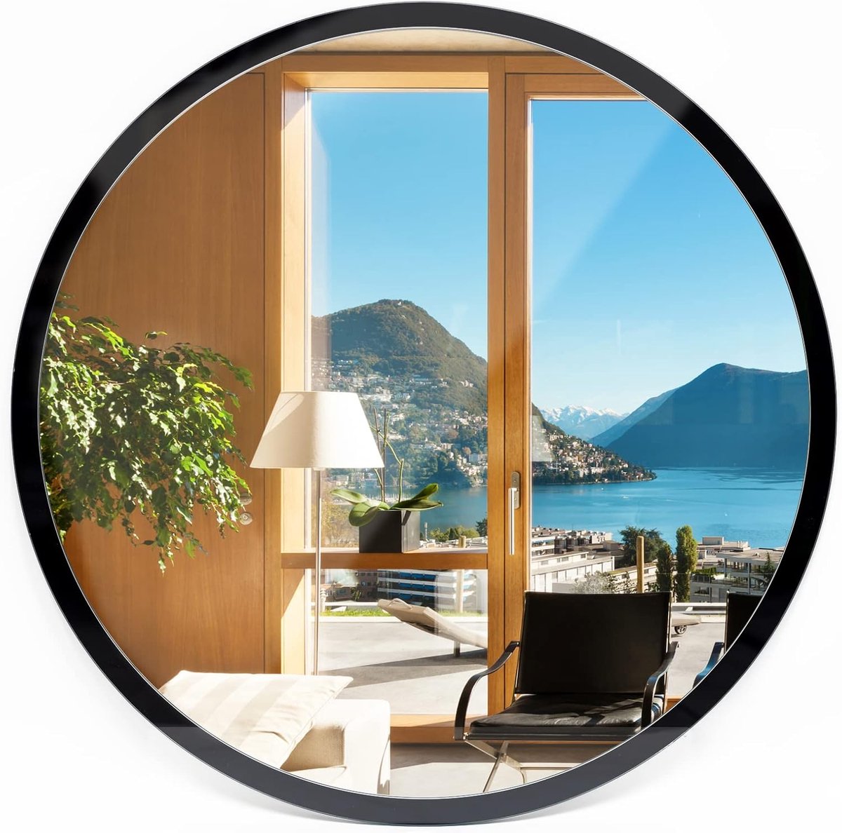 Ronde Spiegel Muur Spiegel ⌀ 40 cm Zwart in de Kader naar de Woonkamer Slaapkamer Badkamer