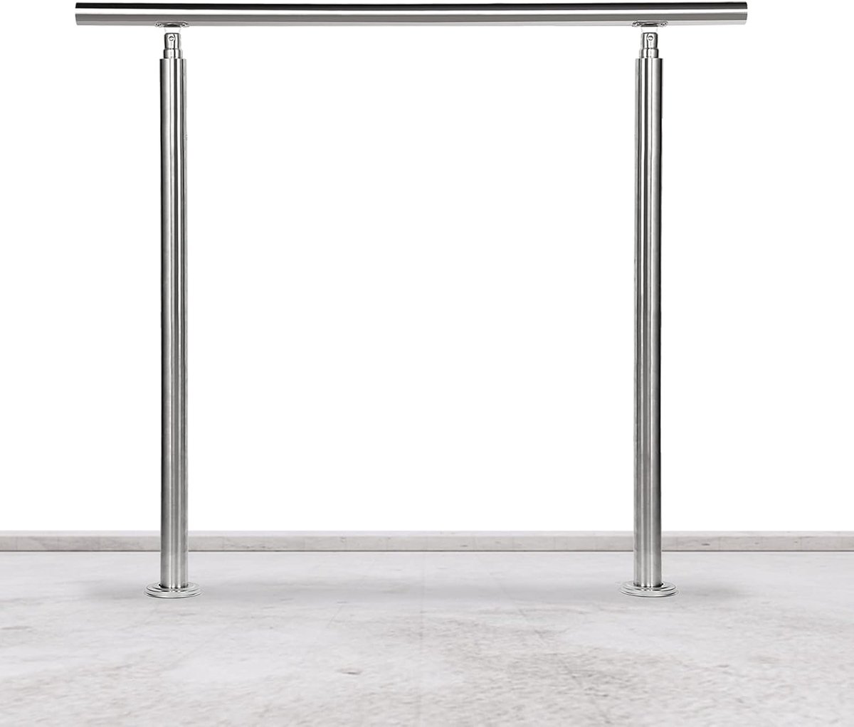 Roestvrijstalen leuning, reling voor balkon, balustrade, trappen, met/zonder dwarsliggers (120 cm, 0 dwarsliggers)