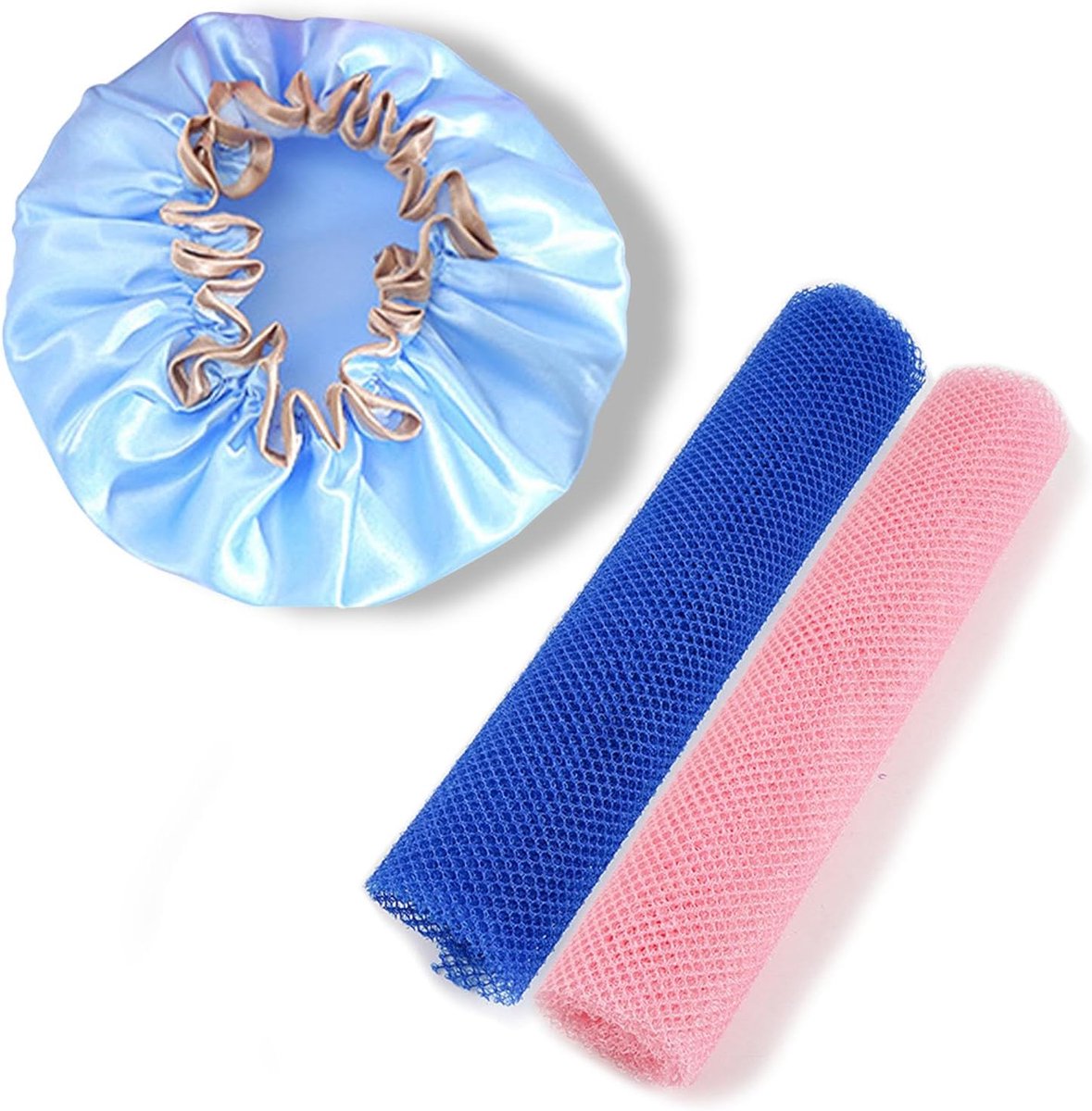 2 Stuks Peeling Handdoek, Douchespons, Scrubhandschoen, Body Scrub Handschoen, Natuurlijke Douchespons, Lichaamscrub Handschoen, Herbruikbare Douchekap, Waterdicht, Elastische Badmuts