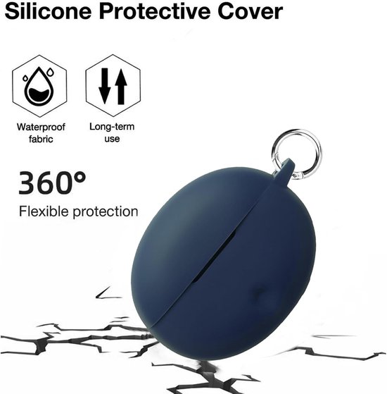Beschermhoes voor Oppo Enco Air5 Pro, siliconen hoes met karabijnhaak, ultradun, valbescherming, draagbaar, beschermhoes voor Oppo Enco Air 5 Pro, donkerblauw — afbeelding 4