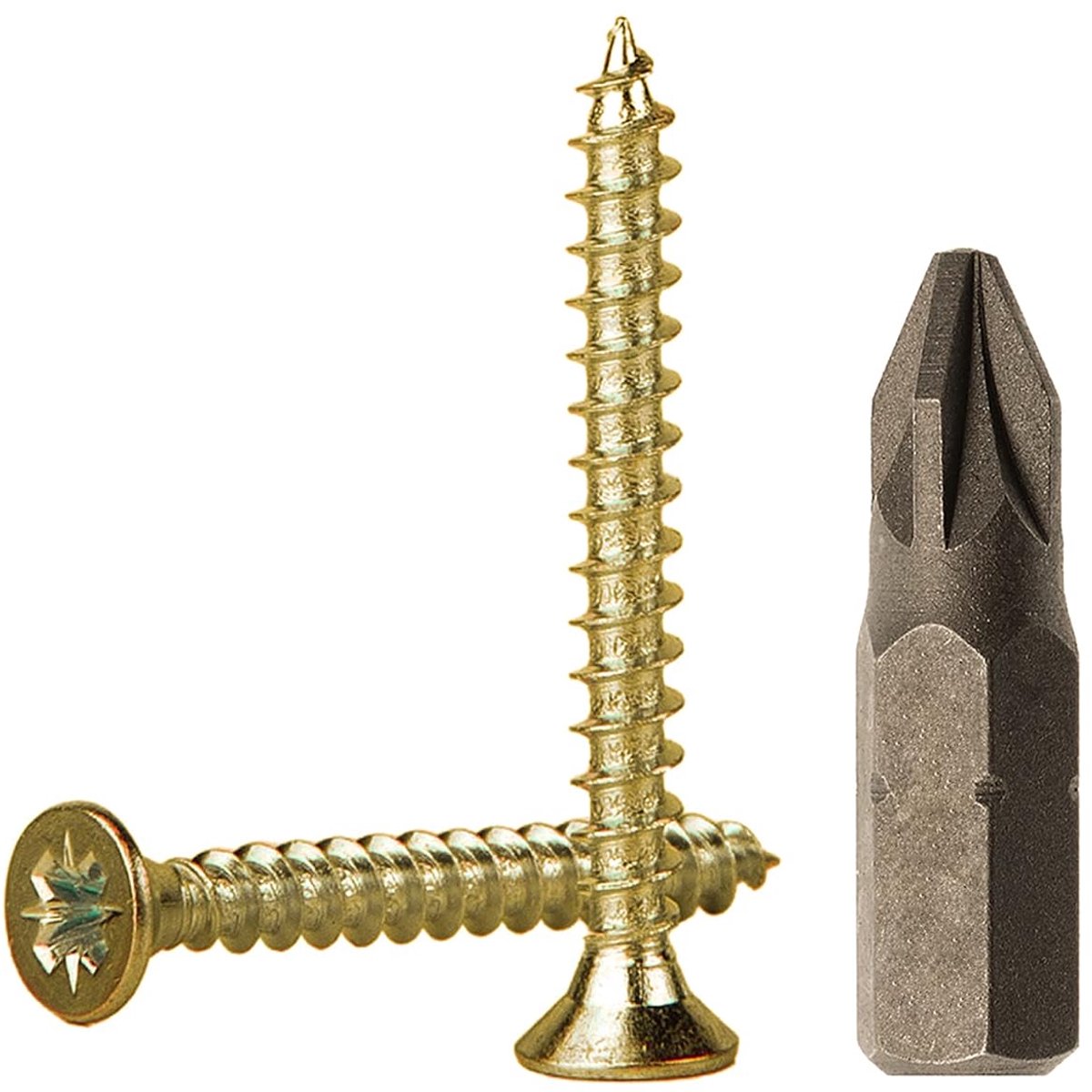 600 stuks geel verzinkt staal 3,0 x 35 mm houtschroeven, spaanplaatschroeven, universele Pozi-aandrijfschroef, PZ, volledig schroefdraad, Pozidriv verzonken kop (600, 3,0 x 35 mm)