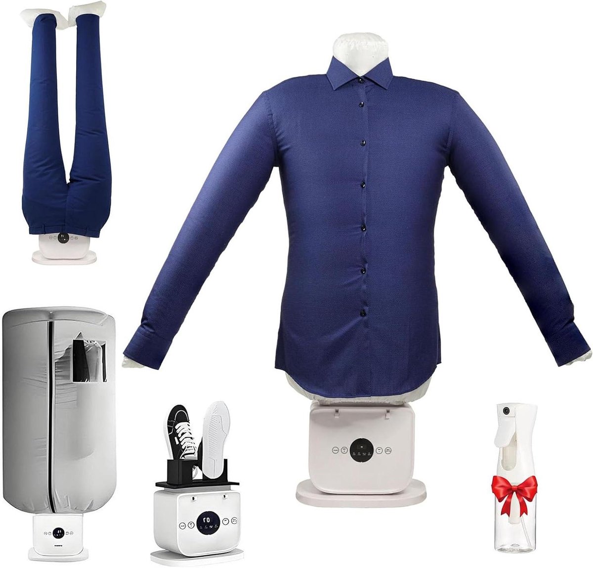 Automatische Strijkdroger - Kledingstomer Strijkijzer - Kreukvrije Kleding - 3-in-1 Functionaliteit - 1400W - Wit
